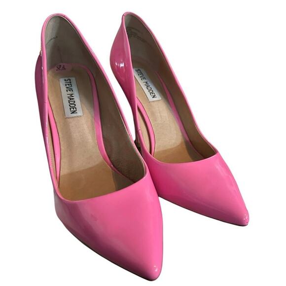 Steve Madden Women's Pink Daisie Patent Leather Heels Size 7.5 Bubblegum Barbie - Picture 7 of 8